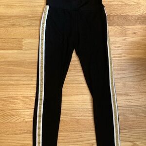 Tucker & Tate Girl's Black Leggings with White and Gold Stripe
